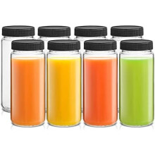 Set van 8 glazen sapflessen van 473 ml met doppen + etiketten – geschikt voor de koelkast, cold brew en smoothies