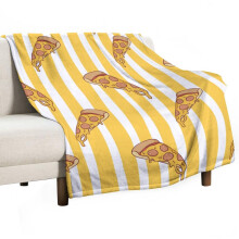 Pizza Yellow White Stripes Bed Blanket Super Soft Cozy Throw Blankets for Couch Sofa Lightweight Fuzzy Comfy Flannel 5060 in