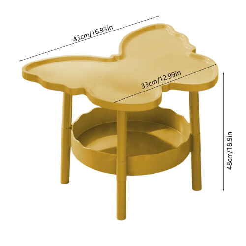 Yellow Plastic 2-Tier Shelving Unit Butterfly Shape 2