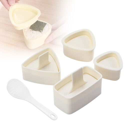 Σετ καλουπιών Onigiri Triangle, αντικολλητική πρέσα Musubi 5 τεμαχίων για μπάλες ρυζιού Sushi
