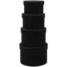 Boîtes cadeaux rondes en velours noir avec couvercles (lot de 4), empilables, idéales pour les mariages, anniversaires, la Saint-Valentin, Noël et