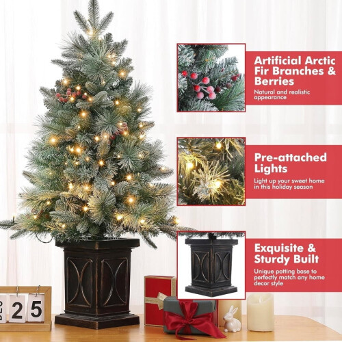 Flocked Fiber Optic Christmas Tree 3 ft to 4.5 ft 2