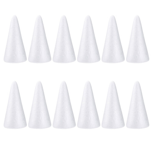 Small Craft Cones Polystyrene White Foam 12Pcs 5.7x2.8x2.8in