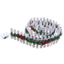35 Inch Christmas Fairy Garden Fence Miniature Accessories Wooden Lighted Xmas Decorative Picket Mini Small for Dollhouse Village Landscape