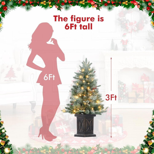 Flocked Fiber Optic Christmas Tree 3 ft to 4.5 ft 1