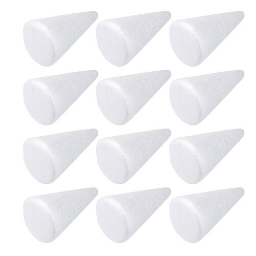 12 cônes en polystyrène blanc pour décorations de sapin de Noël et centres de table 1