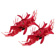 2 pinzas para el cabello con diseño floral, color rojo, con estructura resistente para uso diario.