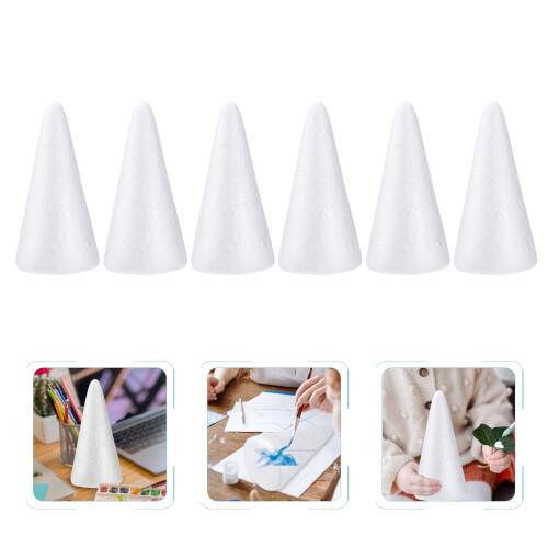 Small Craft Cones Polystyrene White Foam 12Pcs 5.7x2.8x2.8in 2