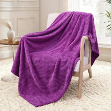 Extra Large Fleece Throw Blanket, Super Soft & Warm, Waffle Textured, Cozy Fuzzy Lightweight (Purple, 50x70")