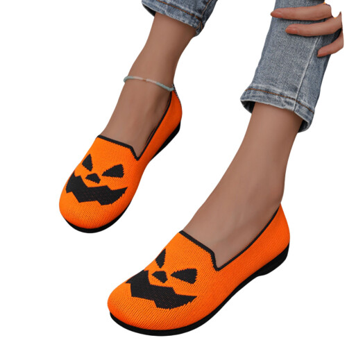 Γυναικεία ελαφριά μοκασίνια για το Halloween με χαριτωμένο σχέδιο κολοκύθας 2