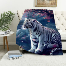 Lingy Soft Cozy Throw Blanket for Couch, Bengal Tiger White Tiger,