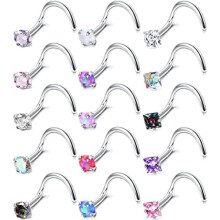 Hipoallergén15 db 316L rozsdamentes acél orrkarika nőknek és férfiaknak – L/Dugóhúzó/Egyenes fülbevaló, CZ labret, orrlyuk piercing