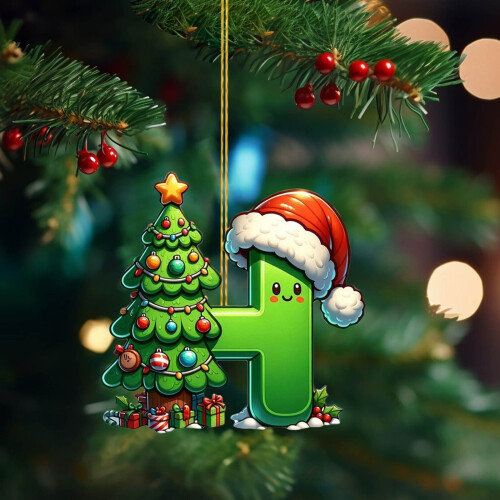 Enfeite de árvore de Natal em acrílico 2D com 26 letras 1