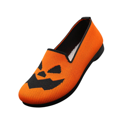 Γυναικεία ελαφριά μοκασίνια για το Halloween με χαριτωμένο σχέδιο κολοκύθας 1