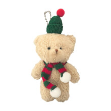 Plush Bear Ornament Resin Brown Bear with Red Scarf 1 Piece
