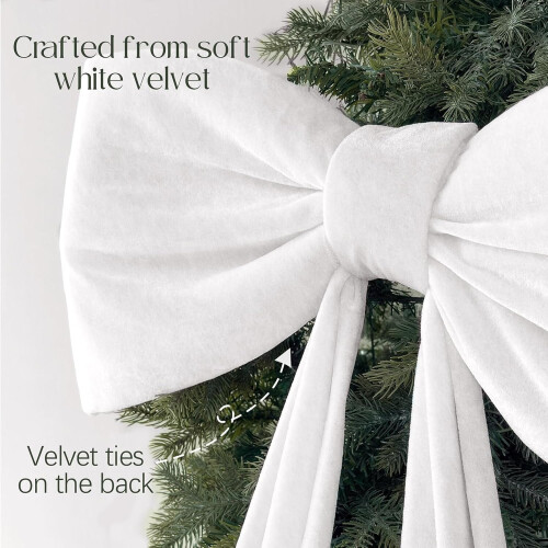 White Velvet Christmas Bow 6FT for Tree Topper 2