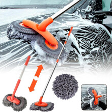 Kit spazzola per autolavaggio con manico lungo e panno in microfibra – Spolverino per parabrezza, panni asciutti (1 pezzo), compatibile con tutte