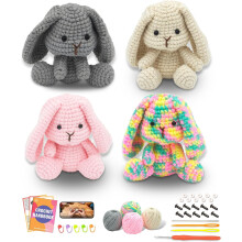 Crochet Kit for Beginners – DIY Bunny Amigurumi Crochet Project Kit with Step-by-Step Video Tutorials, Beginner Handbook and All Materials Included