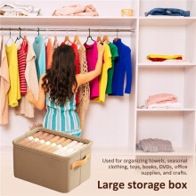 Multi-Functional Closet Organizer,Steel Ring Storage Box, Fabric Folding Bedroom Wardrobe Clothes Storage Box A