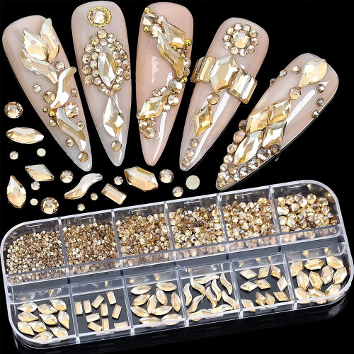 Champagne Gold Nail strassit Flatback500 kpl 2