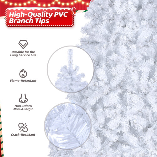 7ft White Artificial Christmas Tree with Metal Stand 2