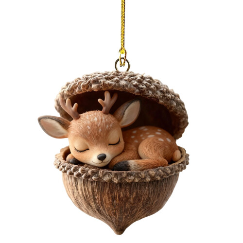 Waldtier-Eichel-Ornament aus Holz, 1 Stück 1