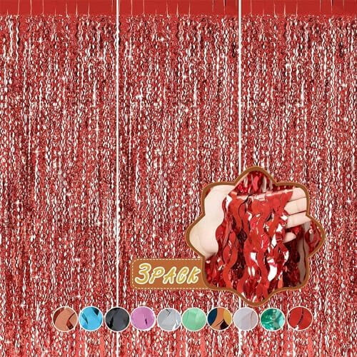 Cortinas de alumínio vermelho ondulado, 1 m x 2 m (pacote com 3)