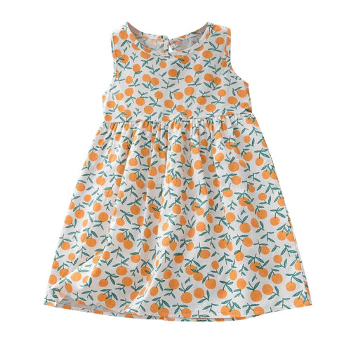 Φόρεμα Floral για νήπια με καλοκαιρινά casual αμάνικα σχέδια για παιδιά από βαμβάκι και