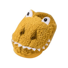 Ediodpoh schattige slippers met cartoon dierenprint voor kinderen, warm en zacht, platte zool, effen kleur – geel, maat 6, geschikt voor