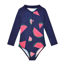 Baby- und Kleinkind-Mädchen-Badeanzug, Rashguard, langärmelig, einteilig, mit Reißverschluss, UPF50+ Sonnenschutz, für 2-3 Jahre