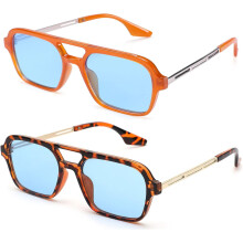 Lunettes de soleil aviateur plates vintage années 70, monture petite, design carré en métal, protection UV400, pour femmes et hommes