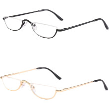 Lunettes de lecture demi-monture en métal, charnière à ressort, 2,50 (2 paires)