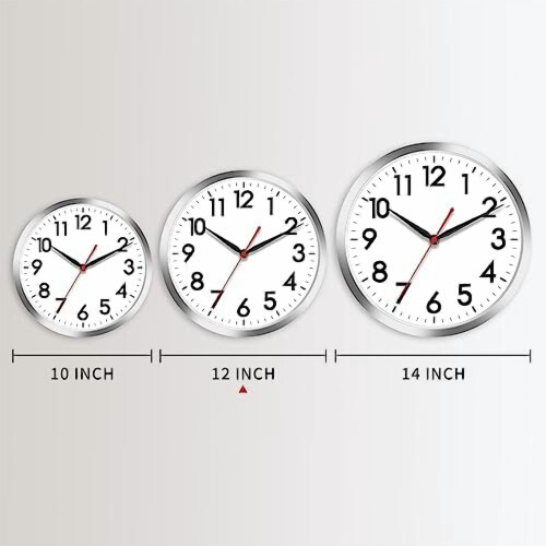 12" Silent Battery Wall Clock – Modern Silver, Non-Ticking, Compatible with Home/Office Decor 2