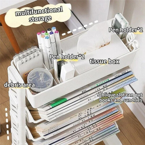 Storage Racks Bookshelves Movable Multi-Layer Shelves Desktop Storage Baskets 5 Layers 2