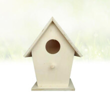 Căsuță pentru păsări din lemn OUNONA, cu plop galben deschis, pentru a atrage animalele sălbatice, dimensiuni 30x25x20 cm