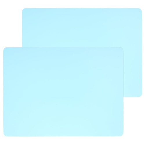2Pcs Silicone Placemats for Dining Table Sky Blue Durable Non Stick Reusable