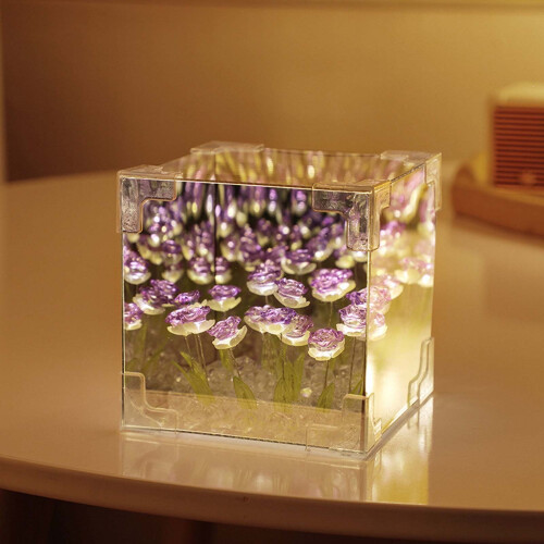 Νυχτερινό φωτιστικό LED Rose Cube – Επιτραπέζιο φωτιστικό για υπνοδωμάτιο, 2