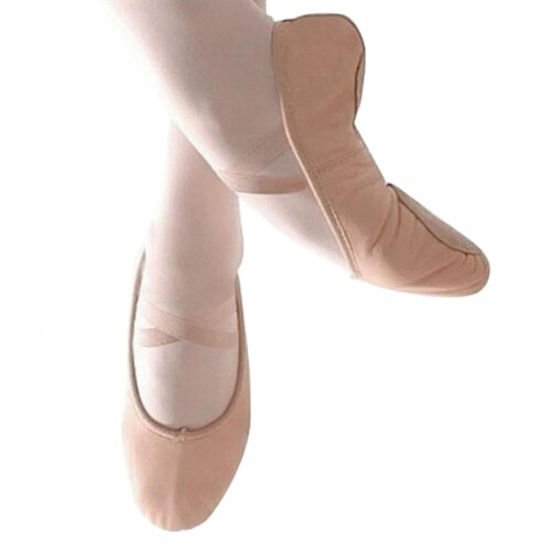 Damesballetschoenen van stretchcanvas met gesplitste zool, roze2