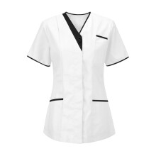 lulshou Dame Kortærmede Toppe Dame Sygeplejerske Tunika Uniform Klinik Plejeperson V-hals Beskyttelsesbeklædning S