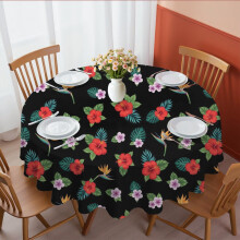 Pioneer Flower Floral Print Pattern Round Tablecloth 60 X 60 Inch, Wrinkle Resistant Wipeable Table Cloth for Kitchen Dining Picnic Patio Party
