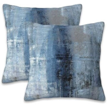 Abstrakte Dekokissenbezüge Blau Grau 50x50 cm 2er-Set