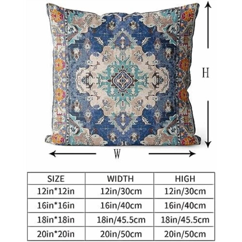 Μαξιλαροθήκες boho βαμβακερές 18x18 ίντσες σετ 2 τεμαχίων μπλε 1