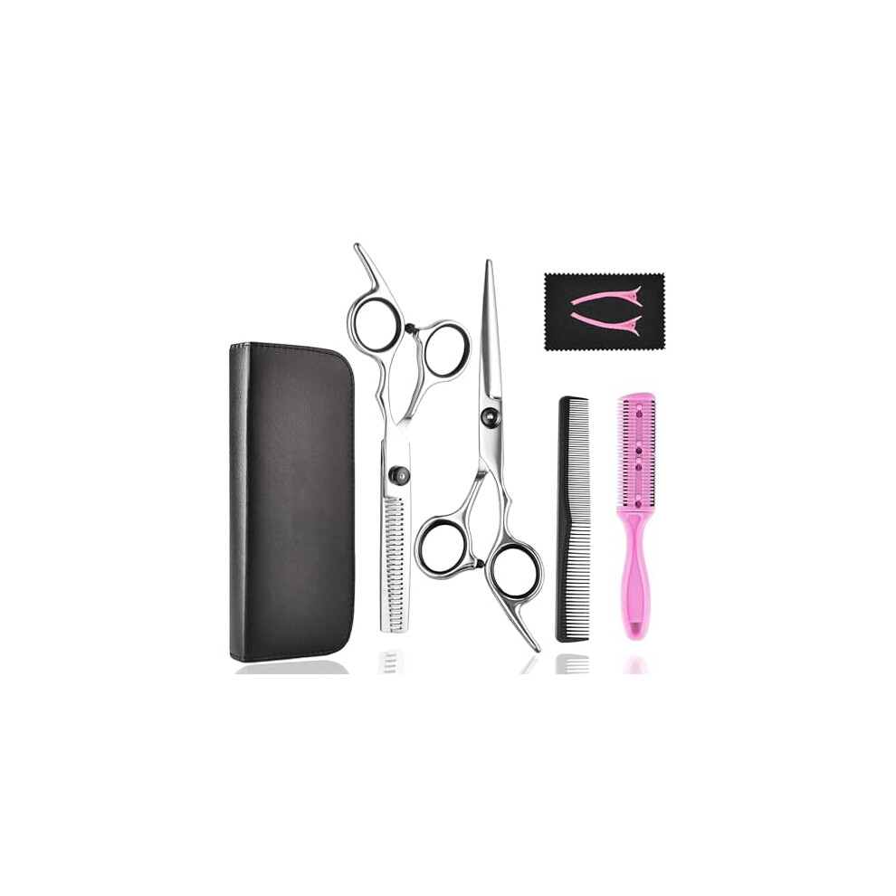 Professional Hair Cutting Scissors Set â Thinning Shears, Styling Kit with Leather Case, 7-Pcs, compatible with Sharp Hair Scissors