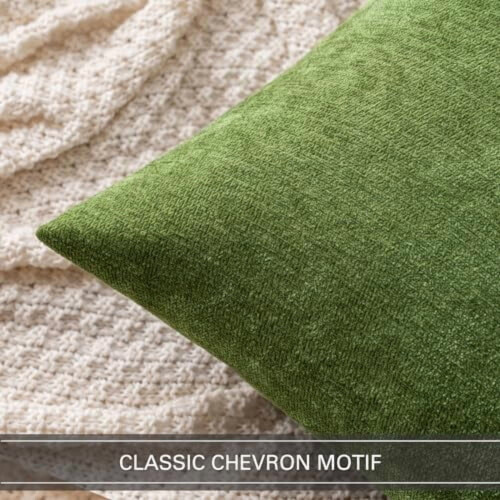 Μαξιλαροθήκες σενίλ σε χρώμα Moss Green 20x20 ιντσών, συσκευασία των 2 2