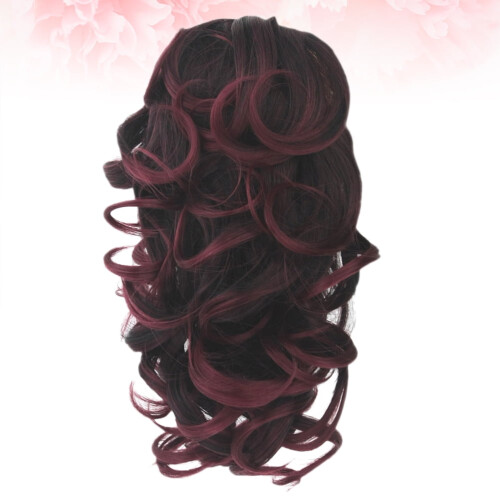 Dark Red Synthetic Ponytail Extension with Flat Claw Clip