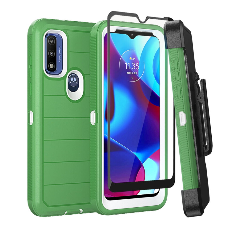 Xhy Moto G Pure Case With Belt Clip, Screen Protector & Military-Grade Drop Protection Â Compatible With Motorola Moto G Pure Green/White 9170372901173