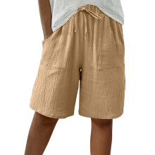 Shorts de treino femininos, cor sólida, shorts casuais, estilo capri, tamanhos P-3XG