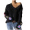 Dame V-hals hæklet blomsterprint løs pointelle strikpullover 1