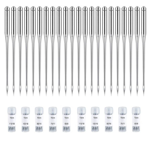 100PCS Sewing Machine Needles Regular Point Needle for Singer , Assorted Size 65/9, 75/11, 90/14, 100/16, 110/18