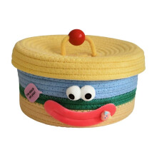 Desktop Storage Basket with Lid Woven Snack Storage Box Coffee Table Living Room Woolen Toys Storage Basket B